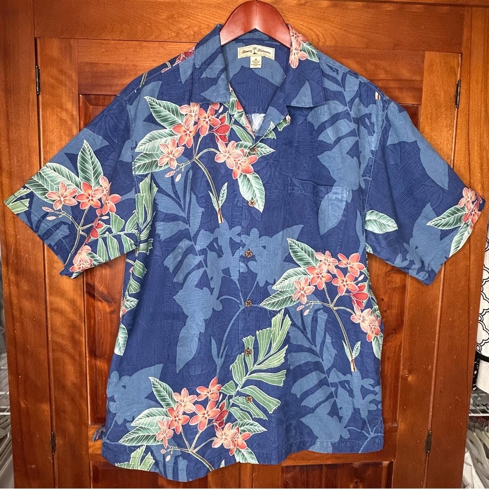 Tommy Bahama Men's Silk Button Up Floral Hawaiian Shirt Island Beachy Tropical